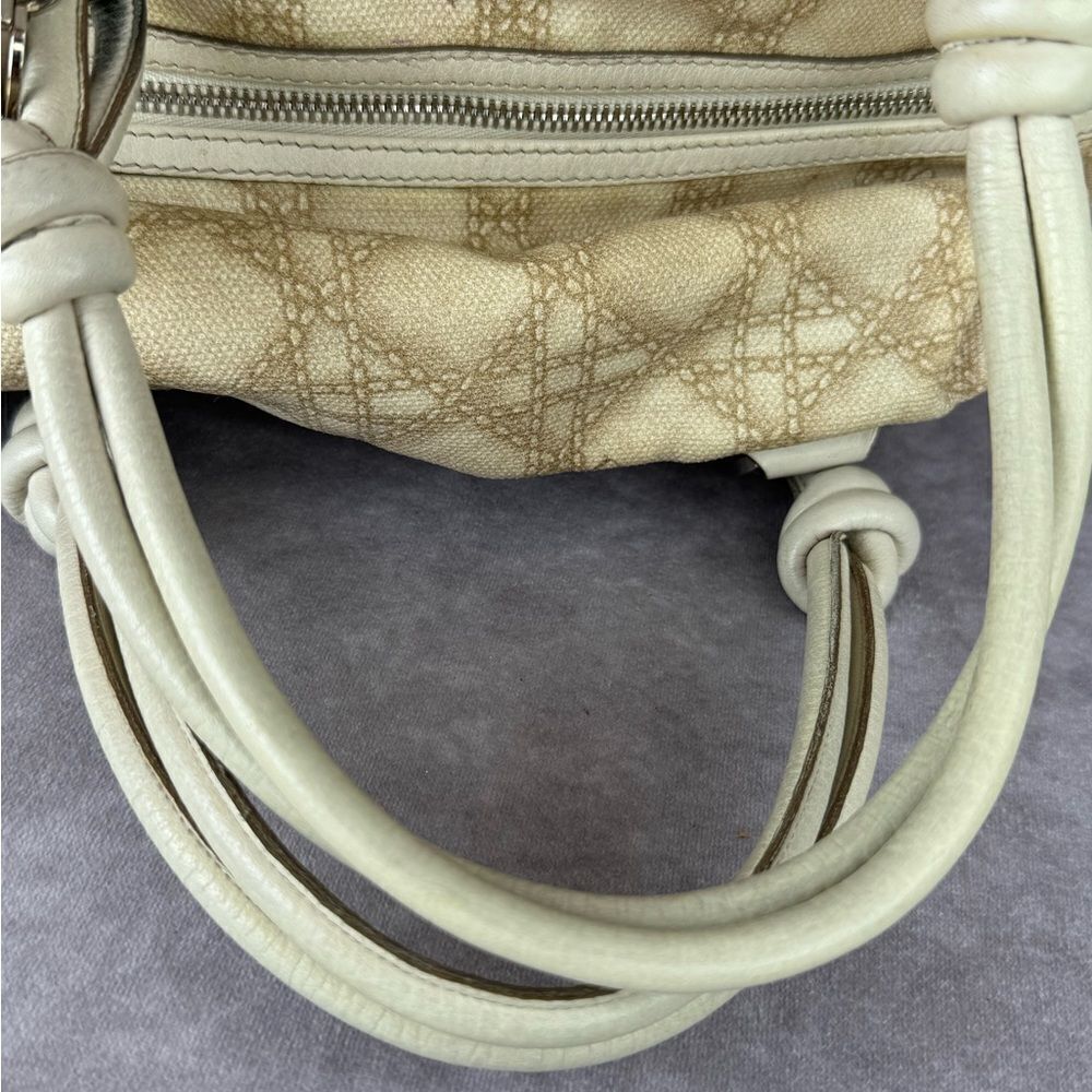 Dior Cream Cherie Cannage Printed Canvas Zip Bag - Picture 11 of 16